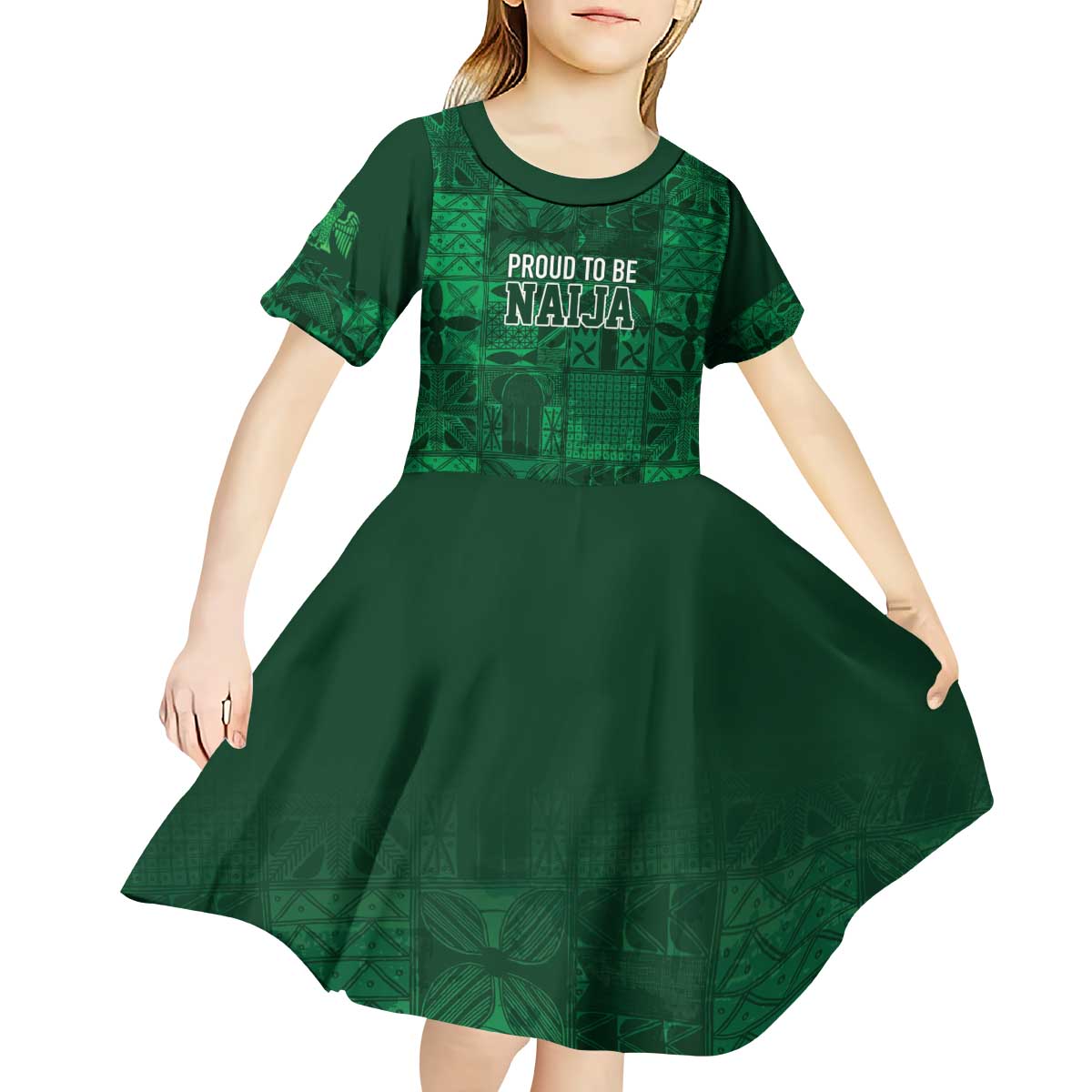 Nigeria Yoruba Adire Patterns Kid Short Sleeve Dress Proud To Be Naija