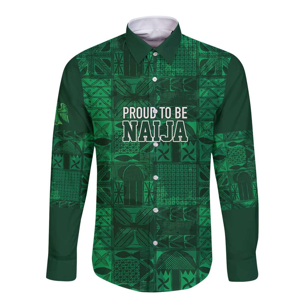 Nigeria Yoruba Adire Patterns Long Sleeve Button Shirt Proud To Be Naija