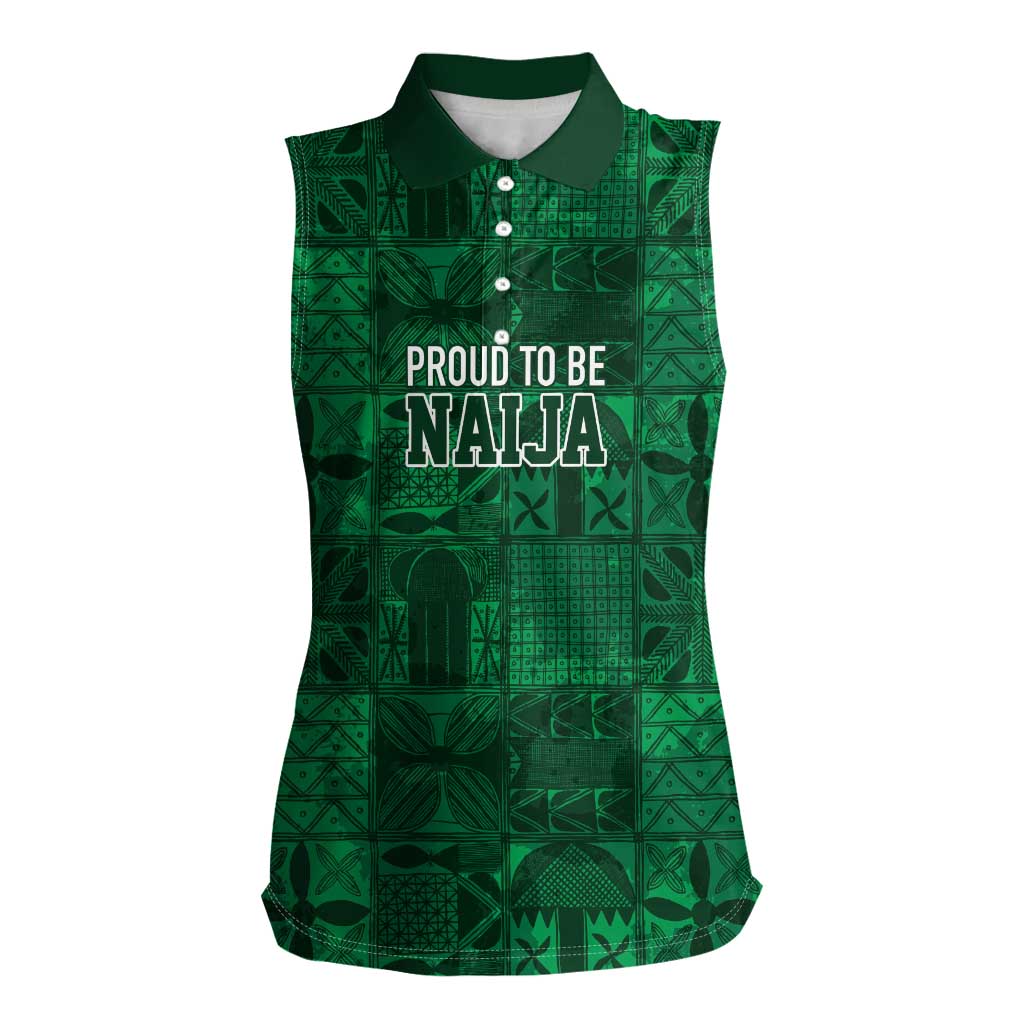 Nigeria Yoruba Adire Patterns Women Sleeveless Polo Shirt Proud To Be Naija