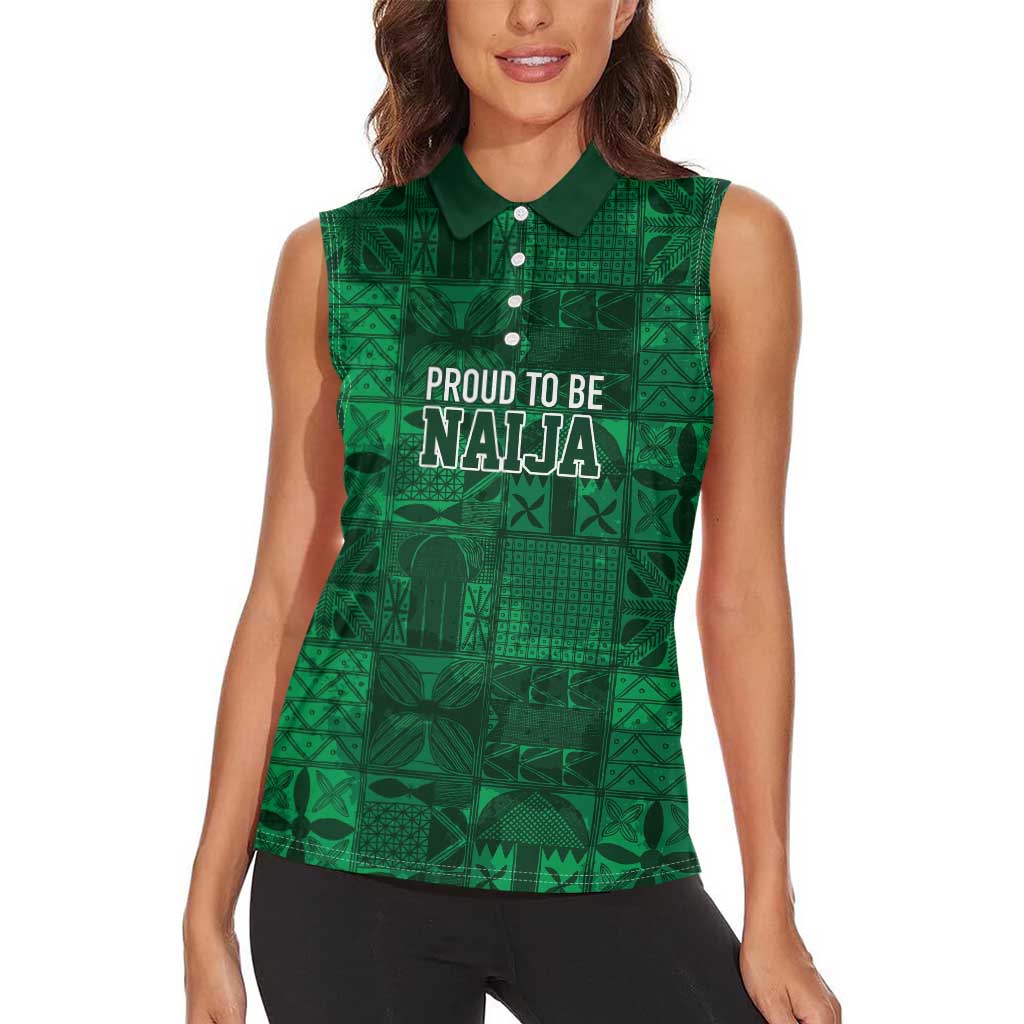 Nigeria Yoruba Adire Patterns Women Sleeveless Polo Shirt Proud To Be Naija