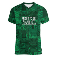 Nigeria Yoruba Adire Patterns Women V-Neck T-Shirt Proud To Be Naija