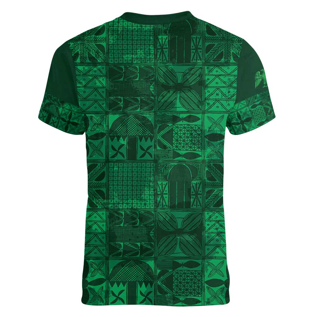 Nigeria Yoruba Adire Patterns Women V-Neck T-Shirt Proud To Be Naija