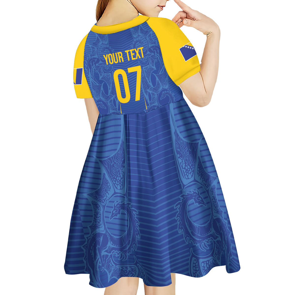 Bosnia WC2026 Football Custom Kid Short Sleeve Dress Dragons Return