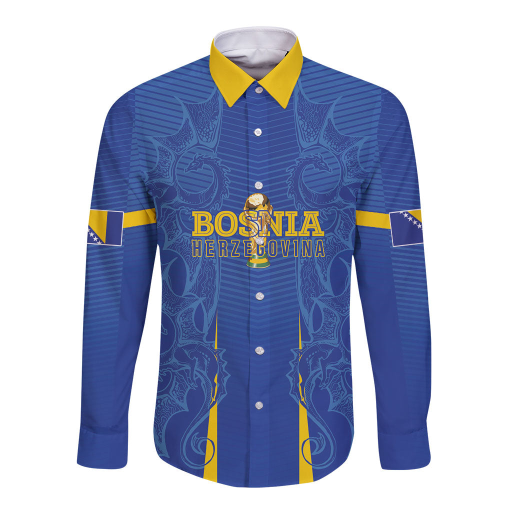Bosnia WC2026 Football Custom Long Sleeve Button Shirt Dragons Return