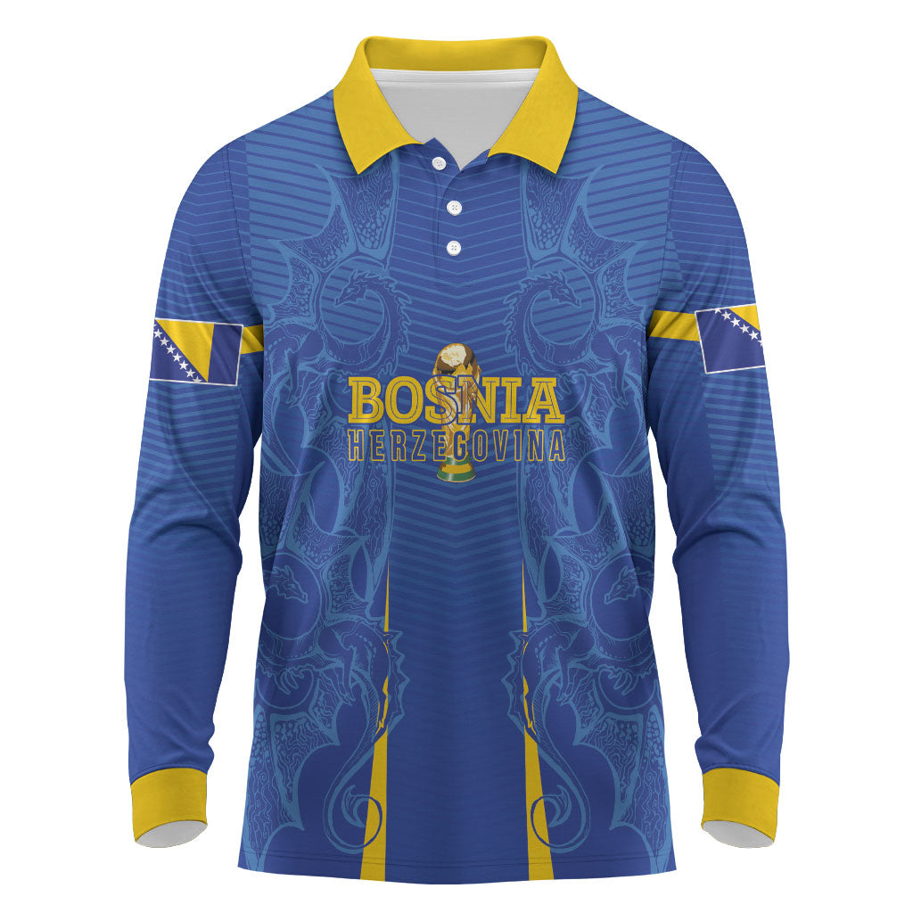 Bosnia WC2026 Football Custom Long Sleeve Polo Shirt Dragons Return