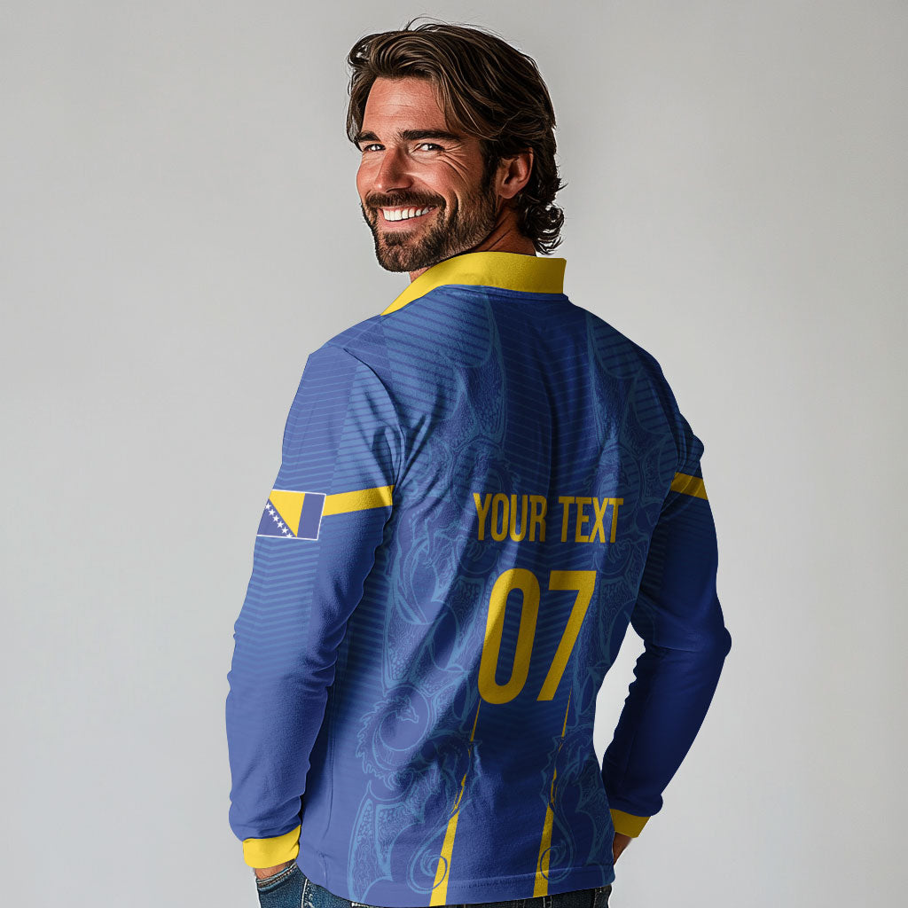 Bosnia WC2026 Football Custom Long Sleeve Polo Shirt Dragons Return