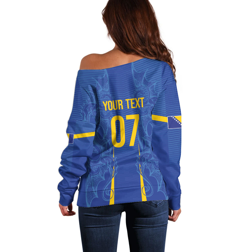 Bosnia WC2026 Football Custom Off Shoulder Sweater Dragons Return