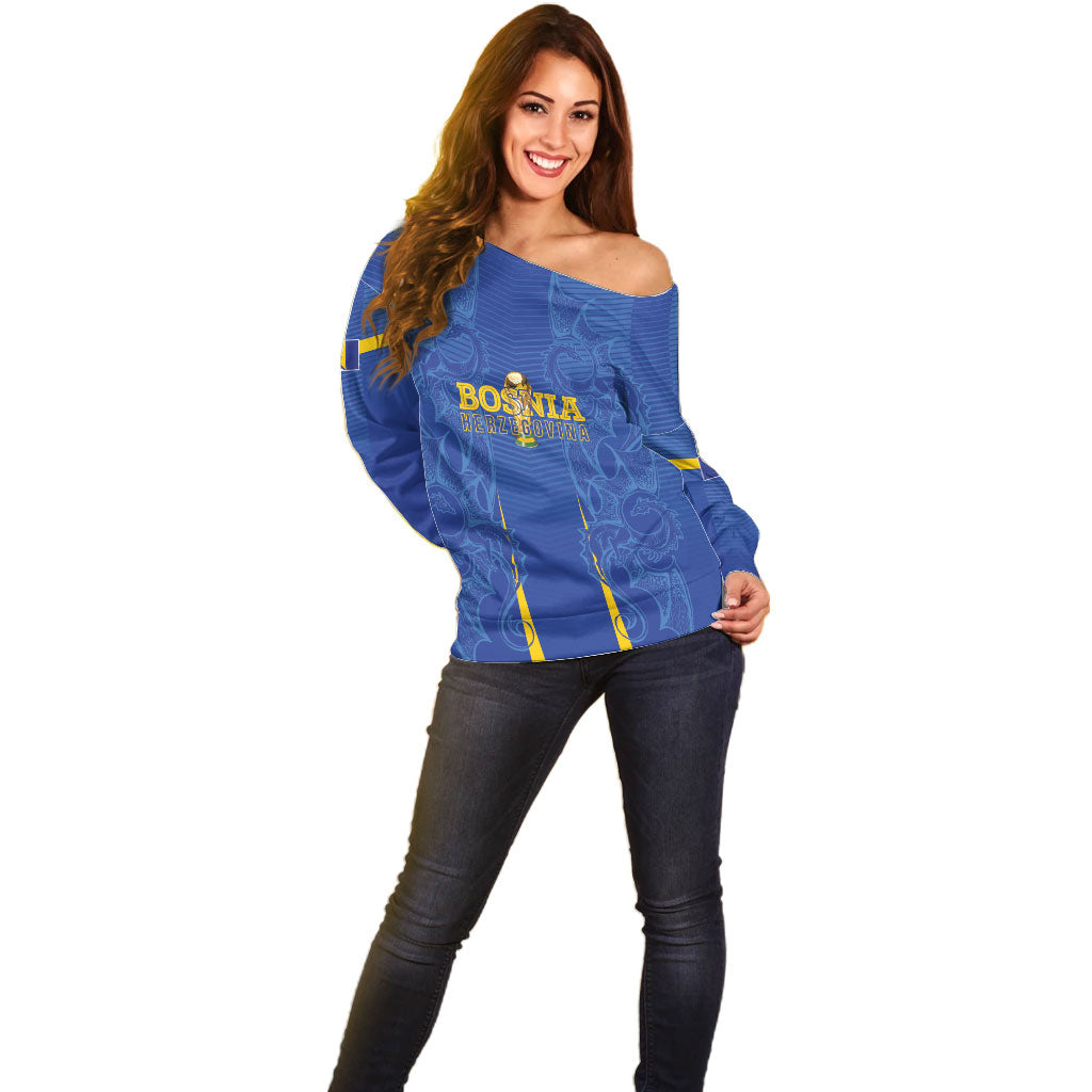 Bosnia WC2026 Football Custom Off Shoulder Sweater Dragons Return