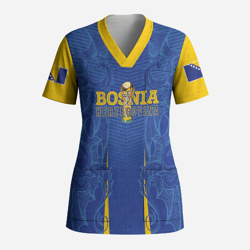 Bosnia WC2026 Football Custom Scrub Top Dragons Return