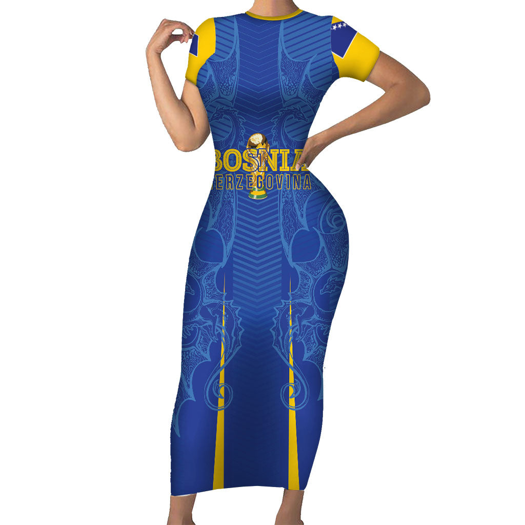 Bosnia WC2026 Football Custom Short Sleeve Bodycon Dress Dragons Return