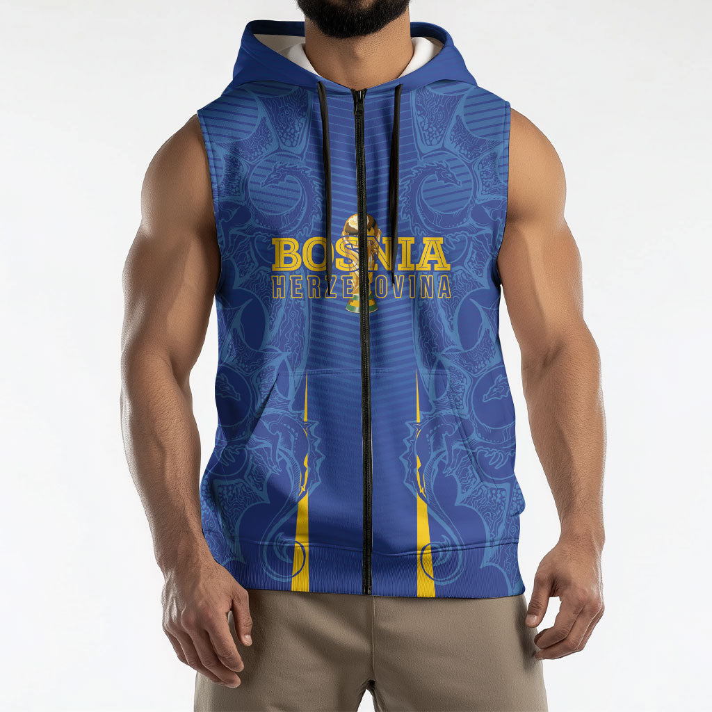 Bosnia WC2026 Football Custom Sleeveless Zip Hoodie Dragons Return