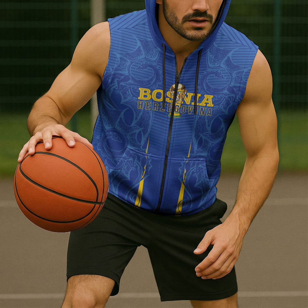 Bosnia WC2026 Football Custom Sleeveless Zip Hoodie Dragons Return