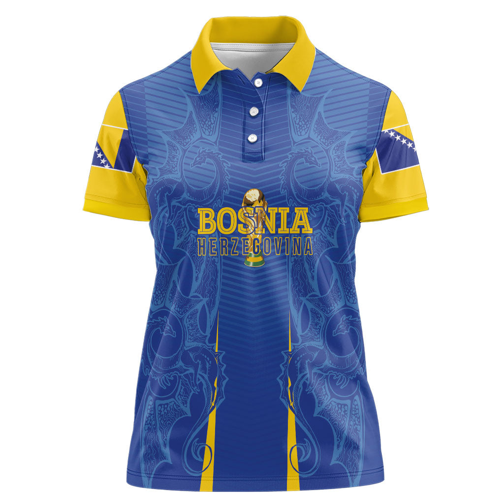 Bosnia WC2026 Football Custom Women Polo Shirt Dragons Return