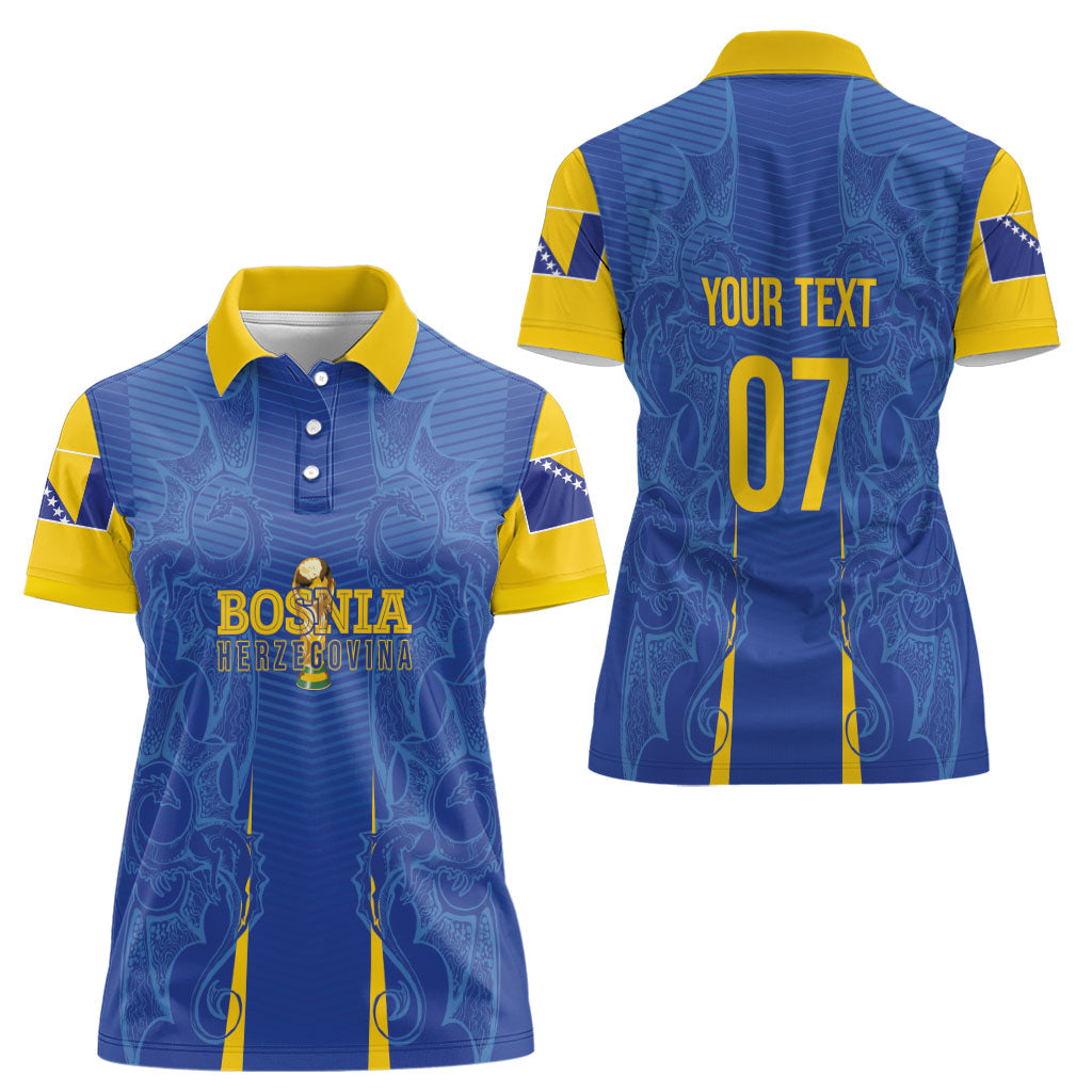Bosnia WC2026 Football Custom Women Polo Shirt Dragons Return