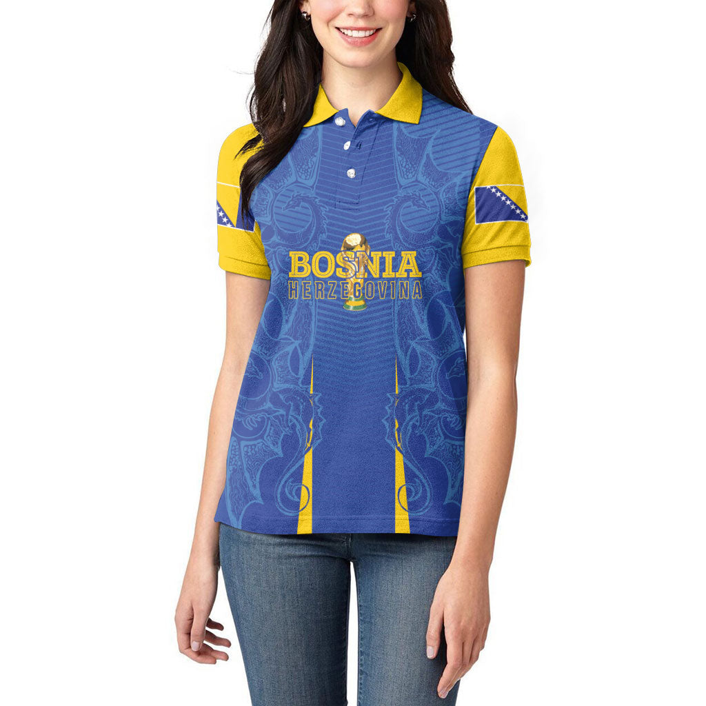 Bosnia WC2026 Football Custom Women Polo Shirt Dragons Return