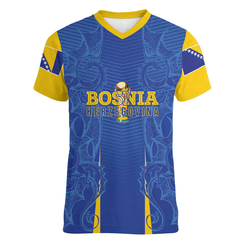 Bosnia WC2026 Football Custom Women V-Neck T-Shirt Dragons Return