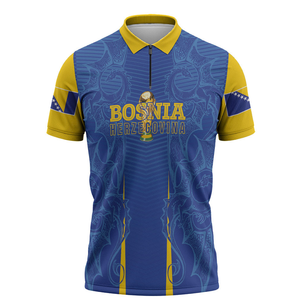 Bosnia WC2026 Football Custom Zipper Polo Shirt Dragons Return