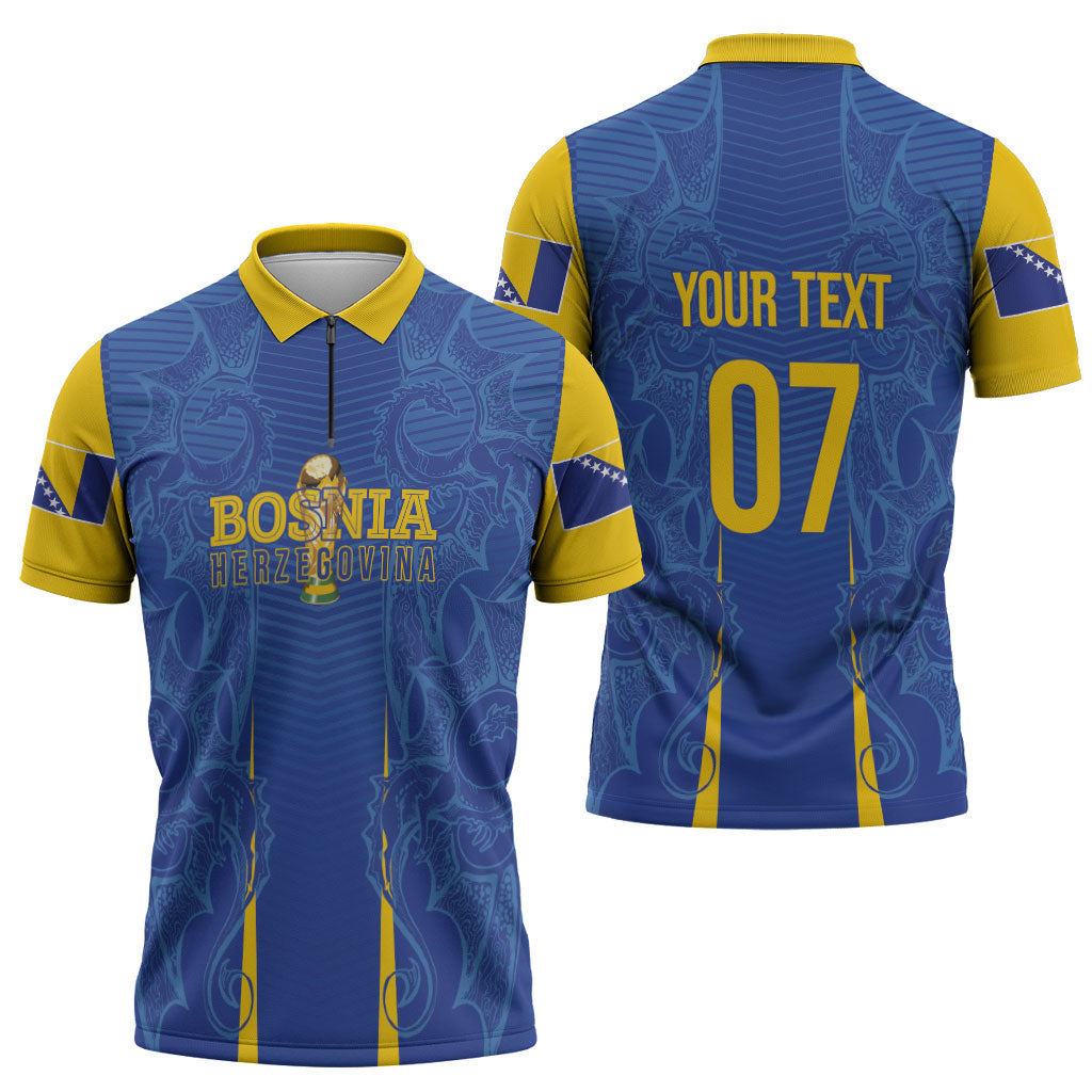 Bosnia WC2026 Football Custom Zipper Polo Shirt Dragons Return
