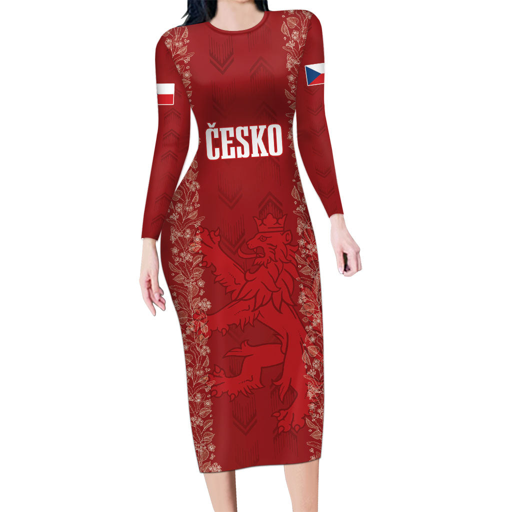 Czechia WC2026 Football Custom Long Sleeve Bodycon Dress Cesko Lions