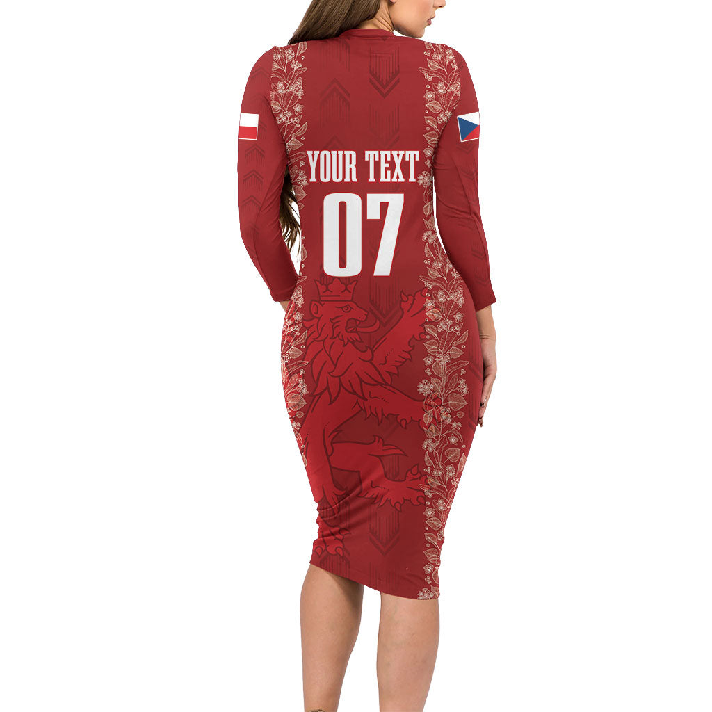 Czechia WC2026 Football Custom Long Sleeve Bodycon Dress Cesko Lions