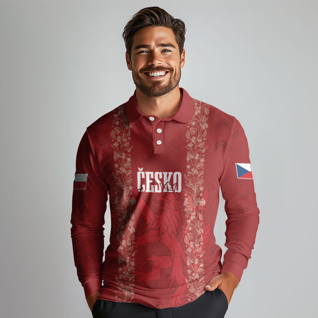 Czechia WC2026 Football Custom Long Sleeve Polo Shirt Cesko Lions