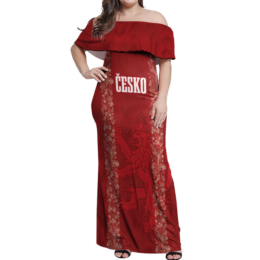 Czechia WC2026 Football Custom Off Shoulder Maxi Dress Cesko Lions