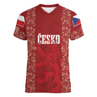 Czechia WC2026 Football Custom Women V-Neck T-Shirt Cesko Lions