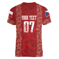 Czechia WC2026 Football Custom Women V-Neck T-Shirt Cesko Lions
