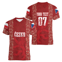 Czechia WC2026 Football Custom Women V-Neck T-Shirt Cesko Lions