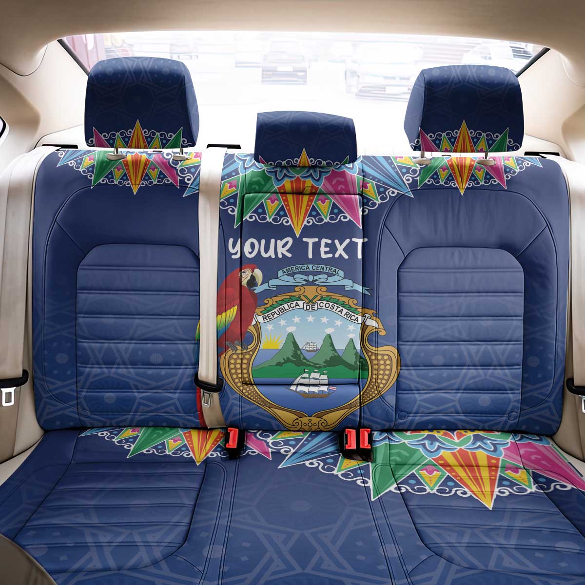 Pura Vida Costa Rica Personalized Back Car Seat Cover Oxcart Ornate Inspired - Wonder Print Shop