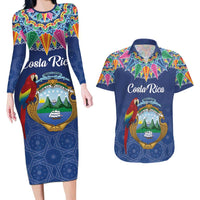 Pura Vida Costa Rica Personalized Couples Matching Long Sleeve Bodycon Dress and Hawaiian Shirt Oxcart Ornate Inspired - Wonder Print Shop