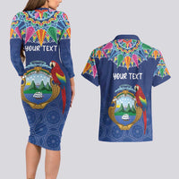 Pura Vida Costa Rica Personalized Couples Matching Long Sleeve Bodycon Dress and Hawaiian Shirt Oxcart Ornate Inspired - Wonder Print Shop