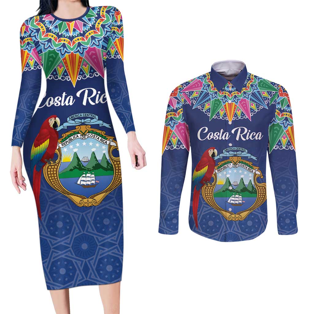 Pura Vida Costa Rica Personalized Couples Matching Long Sleeve Bodycon Dress and Long Sleeve Button Shirt Oxcart Ornate Inspired - Wonder Print Shop