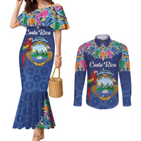Pura Vida Costa Rica Personalized Couples Matching Mermaid Dress and Long Sleeve Button Shirt Oxcart Ornate Inspired - Wonder Print Shop