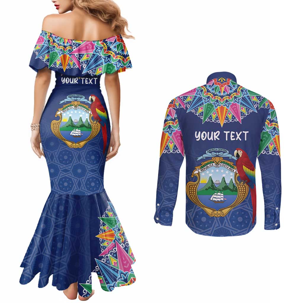 Pura Vida Costa Rica Personalized Couples Matching Mermaid Dress and Long Sleeve Button Shirt Oxcart Ornate Inspired - Wonder Print Shop