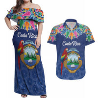 Pura Vida Costa Rica Personalized Couples Matching Off Shoulder Maxi Dress and Hawaiian Shirt Oxcart Ornate Inspired - Wonder Print Shop