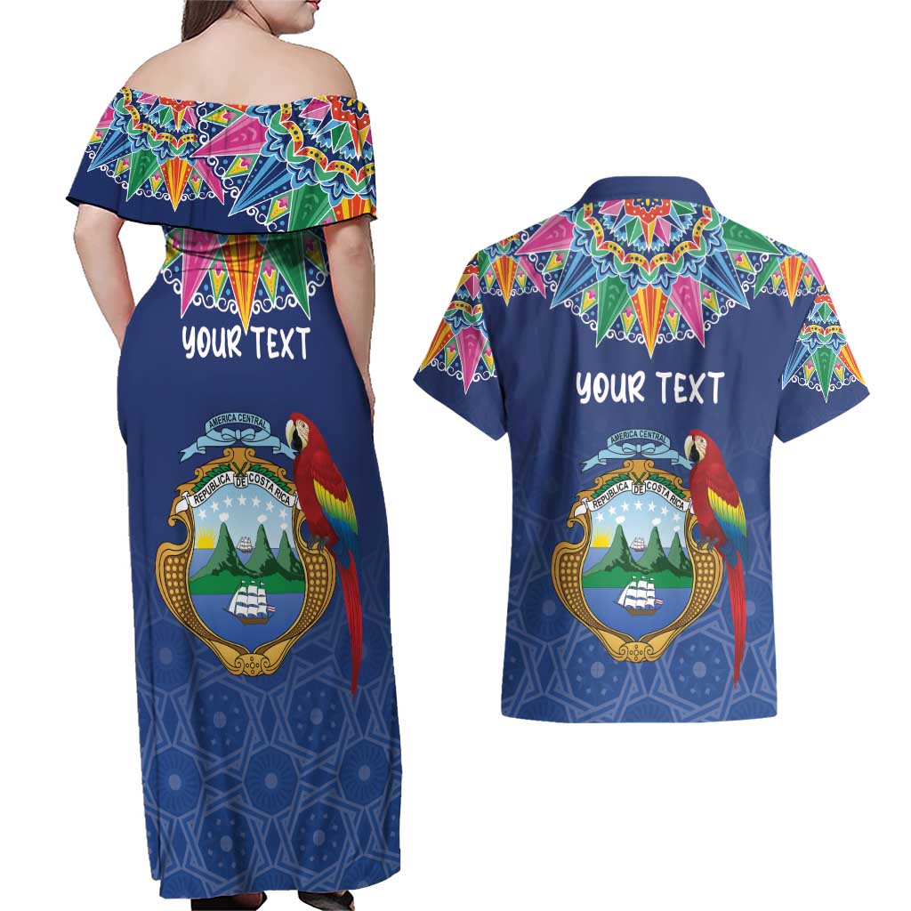 Pura Vida Costa Rica Personalized Couples Matching Off Shoulder Maxi Dress and Hawaiian Shirt Oxcart Ornate Inspired - Wonder Print Shop