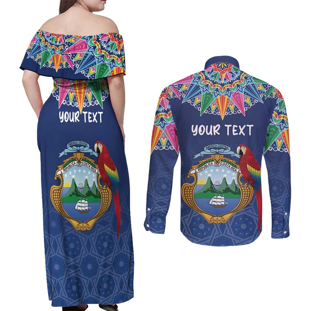 Pura Vida Costa Rica Personalized Couples Matching Off Shoulder Maxi Dress and Long Sleeve Button Shirt Oxcart Ornate Inspired - Wonder Print Shop