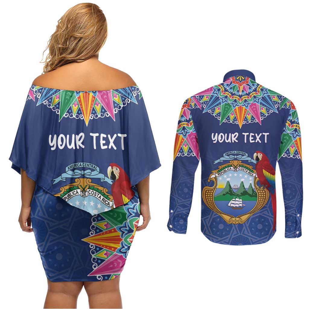 Pura Vida Costa Rica Personalized Couples Matching Off Shoulder Short Dress and Long Sleeve Button Shirt Oxcart Ornate Inspired - Wonder Print Shop