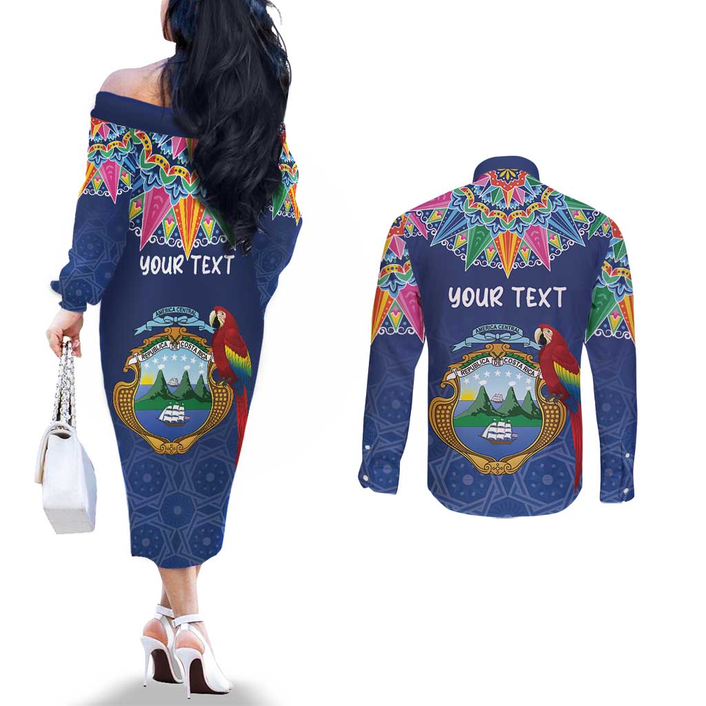 Pura Vida Costa Rica Personalized Couples Matching Off The Shoulder Long Sleeve Dress and Long Sleeve Button Shirt Oxcart Ornate Inspired - Wonder Print Shop
