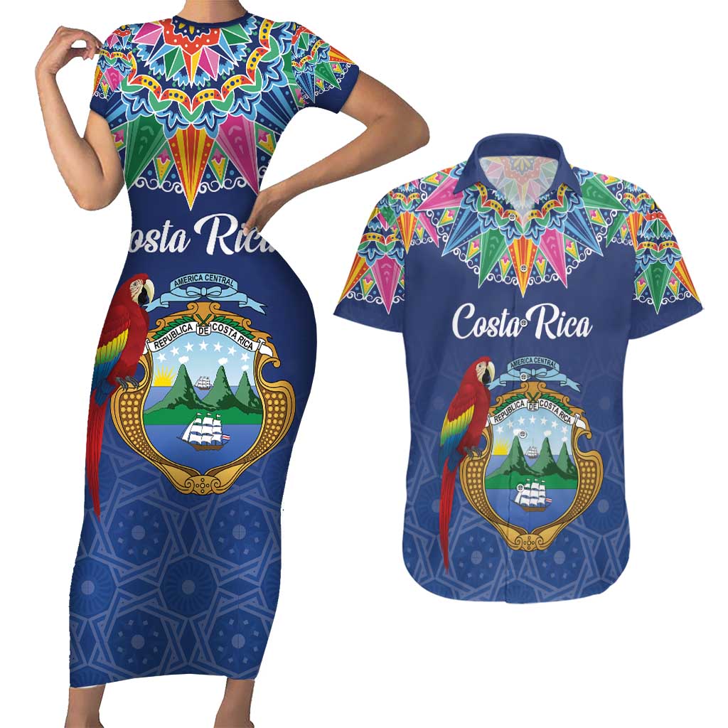 Pura Vida Costa Rica Personalized Couples Matching Short Sleeve Bodycon Dress and Hawaiian Shirt Oxcart Ornate Inspired - Wonder Print Shop
