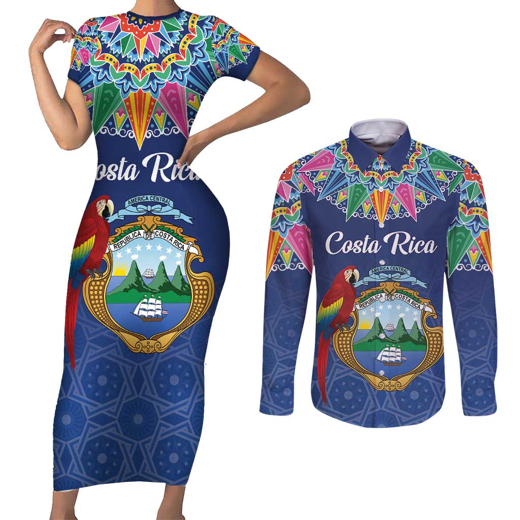 Pura Vida Costa Rica Personalized Couples Matching Short Sleeve Bodycon Dress and Long Sleeve Button Shirt Oxcart Ornate Inspired - Wonder Print Shop
