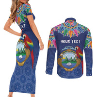Pura Vida Costa Rica Personalized Couples Matching Short Sleeve Bodycon Dress and Long Sleeve Button Shirt Oxcart Ornate Inspired - Wonder Print Shop