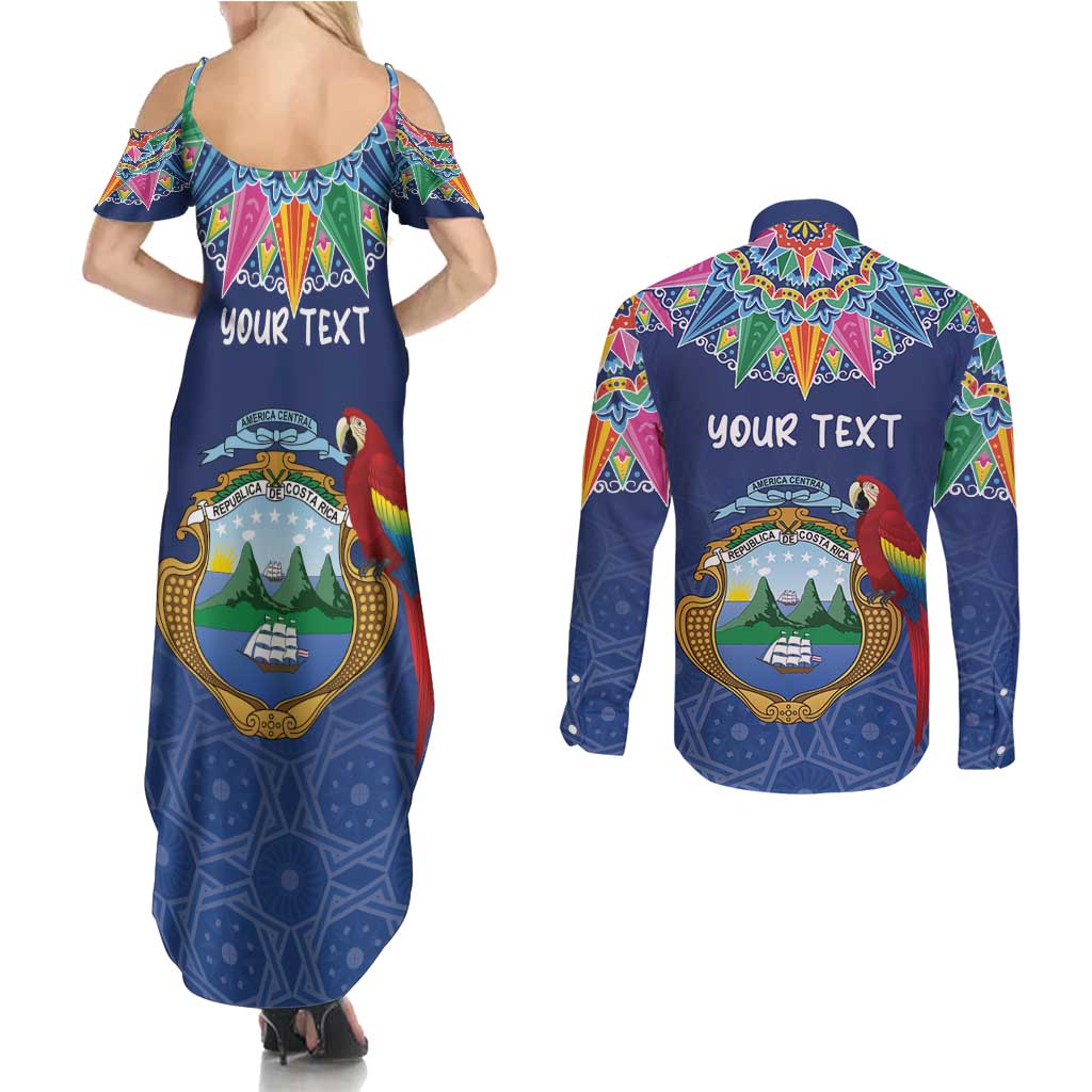 Pura Vida Costa Rica Personalized Couples Matching Summer Maxi Dress and Long Sleeve Button Shirt Oxcart Ornate Inspired - Wonder Print Shop