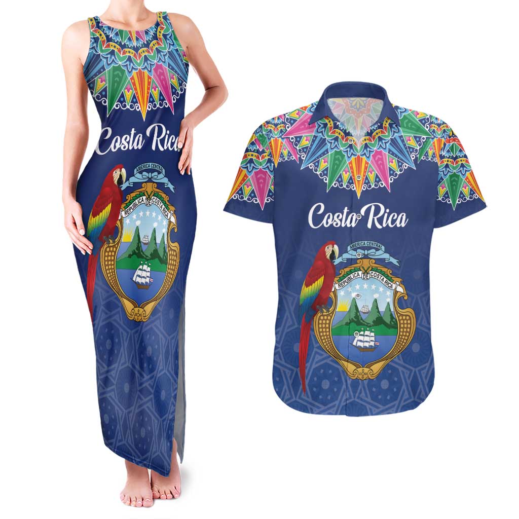 Pura Vida Costa Rica Personalized Couples Matching Tank Maxi Dress and Hawaiian Shirt Oxcart Ornate Inspired - Wonder Print Shop