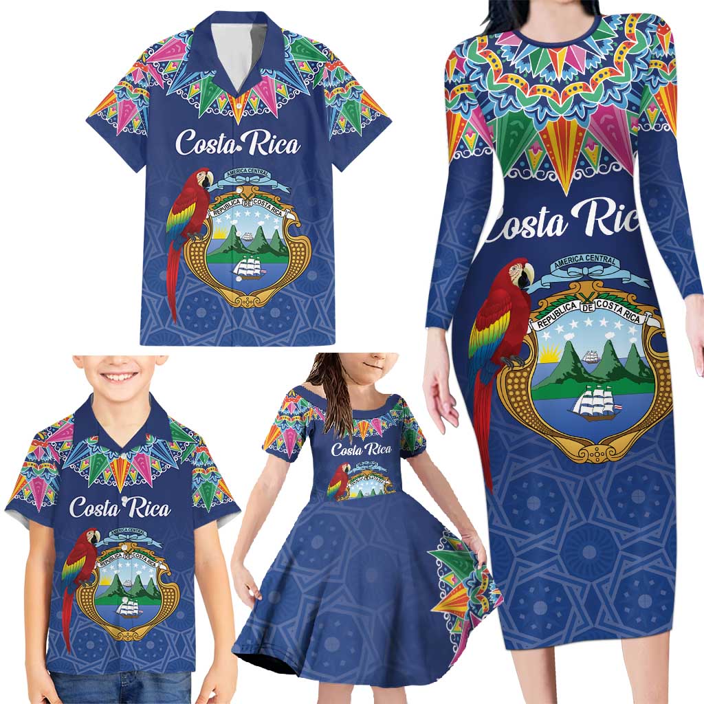 Pura Vida Costa Rica Personalized Family Matching Long Sleeve Bodycon Dress and Hawaiian Shirt Oxcart Ornate Inspired - Wonder Print Shop