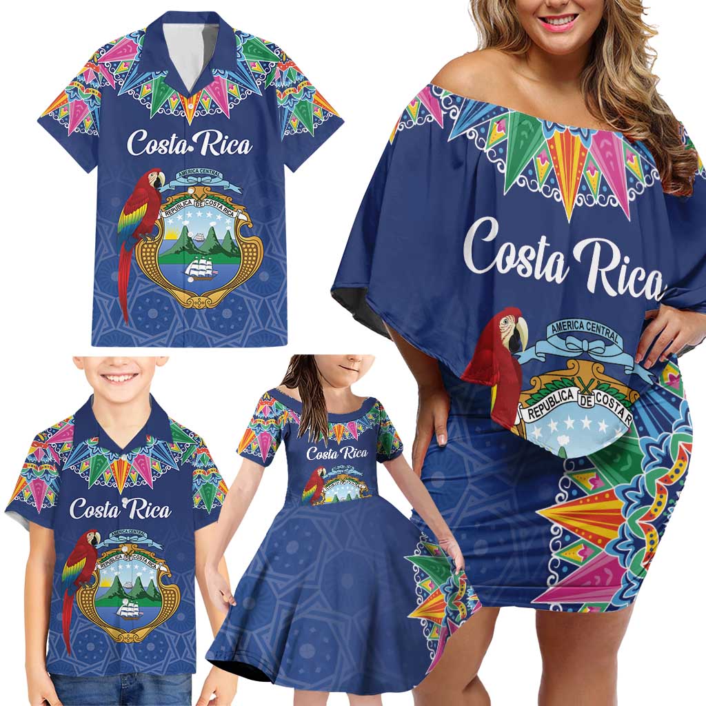 Pura Vida Costa Rica Personalized Family Matching Off Shoulder Short Dress and Hawaiian Shirt Oxcart Ornate Inspired - Wonder Print Shop