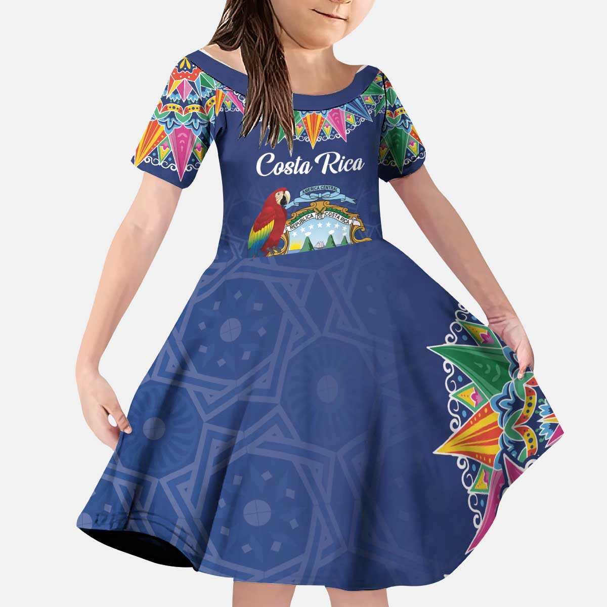 Pura Vida Costa Rica Personalized Kid Short Sleeve Dress Oxcart Ornate Inspired - Wonder Print Shop