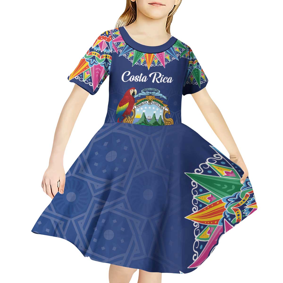 Pura Vida Costa Rica Personalized Kid Short Sleeve Dress Oxcart Ornate Inspired - Wonder Print Shop