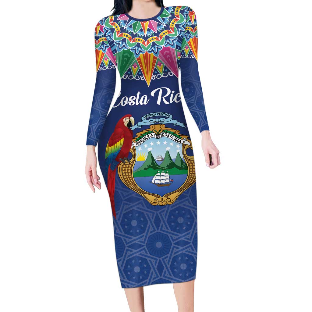 Pura Vida Costa Rica Personalized Long Sleeve Bodycon Dress Oxcart Ornate Inspired - Wonder Print Shop